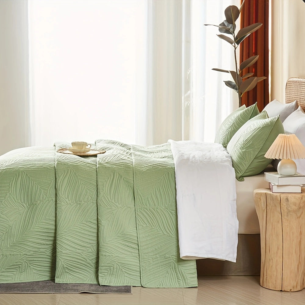 3pcs Elegant Microfiber Quilt Set – Comfort, Style, and Soundwave Technology for All Seasons!