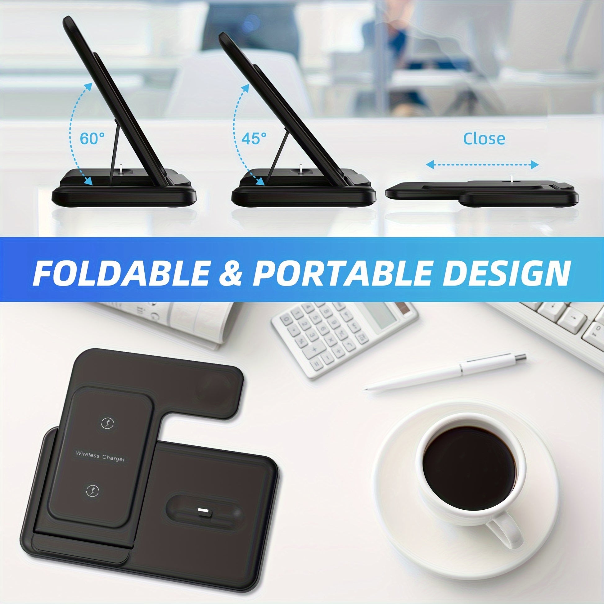3-in-1 Foldable Wireless Charger – Fast Charging Station for iPhone, Apple Watch & AirPods