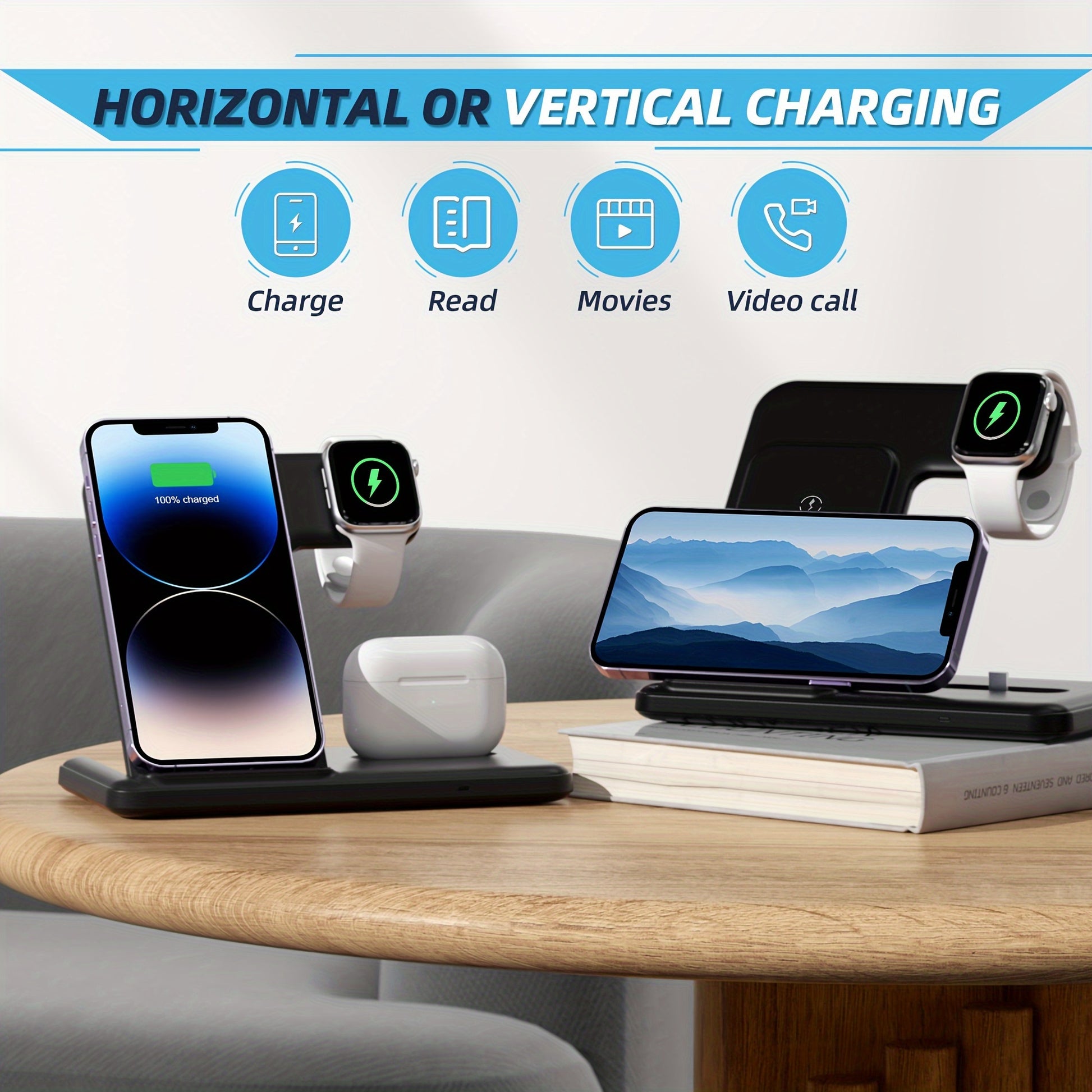 3-in-1 Foldable Wireless Charger – Fast Charging Station for iPhone, Apple Watch & AirPods