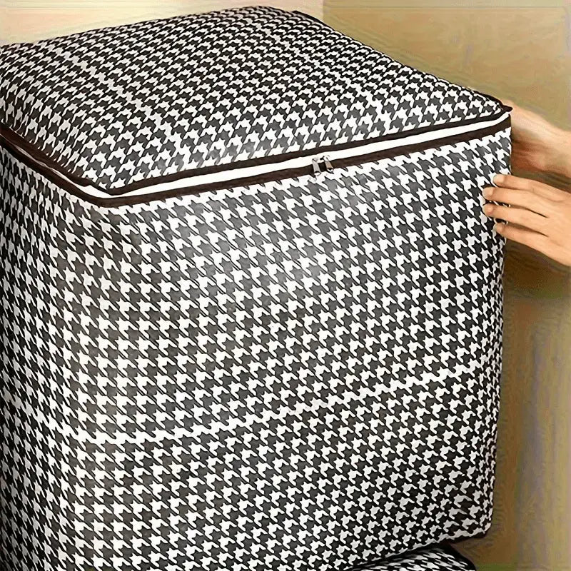 Extra Large 47.55 Gallon Houndstooth Thickened Storage Bags – Dustproof and Moisture Resistant for Clothes and Quilts!