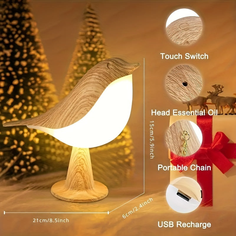 Touch-Controlled Bird Night Light – 3-Color Rechargeable LED Lamp