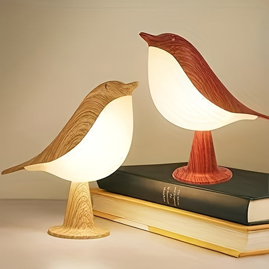 Touch-Controlled Bird Night Light – 3-Color Rechargeable LED Lamp