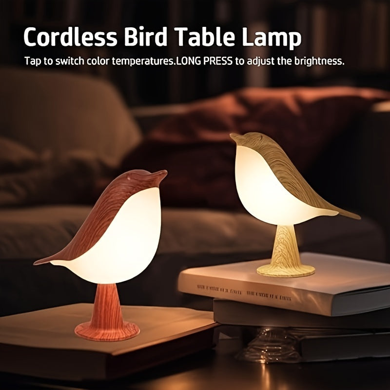 Touch-Controlled Bird Night Light – 3-Color Rechargeable LED Lamp