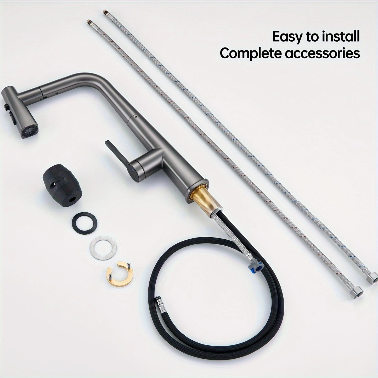 Soqo GreyFlex – 3-Mode Kitchen Faucet with Pull-Down Sprayer and Gun Grey Finish!