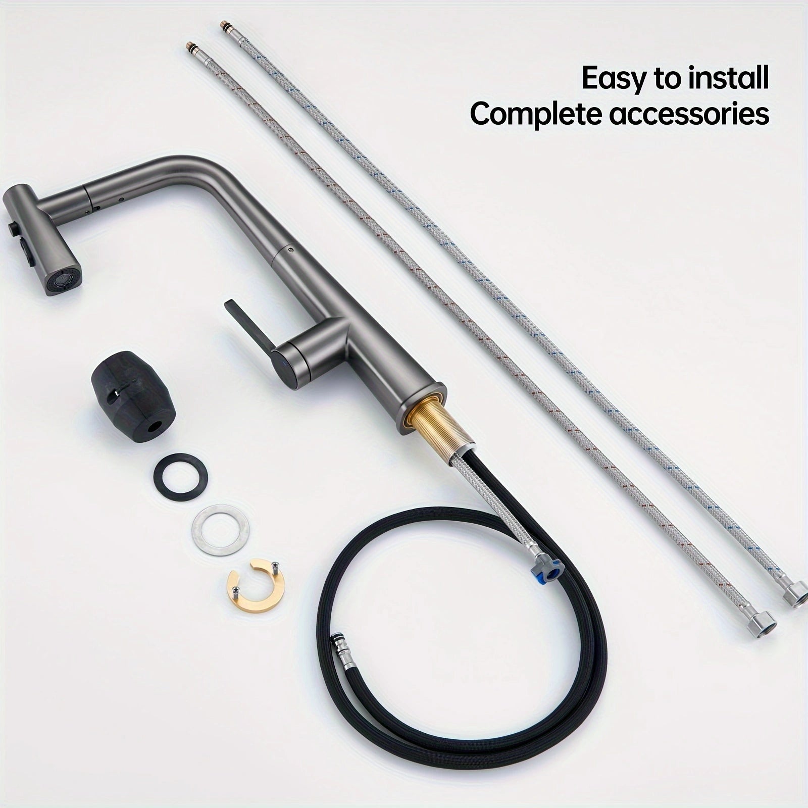 Soqo GreyFlex – 3-Mode Kitchen Faucet with Pull-Down Sprayer and Gun Grey Finish!