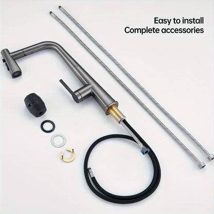 Soqo GreyFlex – 3-Mode Kitchen Faucet with Pull-Down Sprayer and Gun Grey Finish!