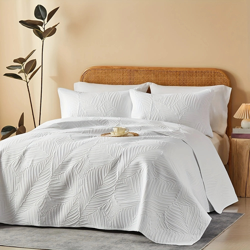 3pcs Elegant Microfiber Quilt Set – Comfort, Style, and Soundwave Technology for All Seasons!