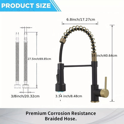 AquaPro 360 – 360° Rotating Kitchen Faucet with Pull-Down Sprayer and Modern Design for Home or Commercial Use!