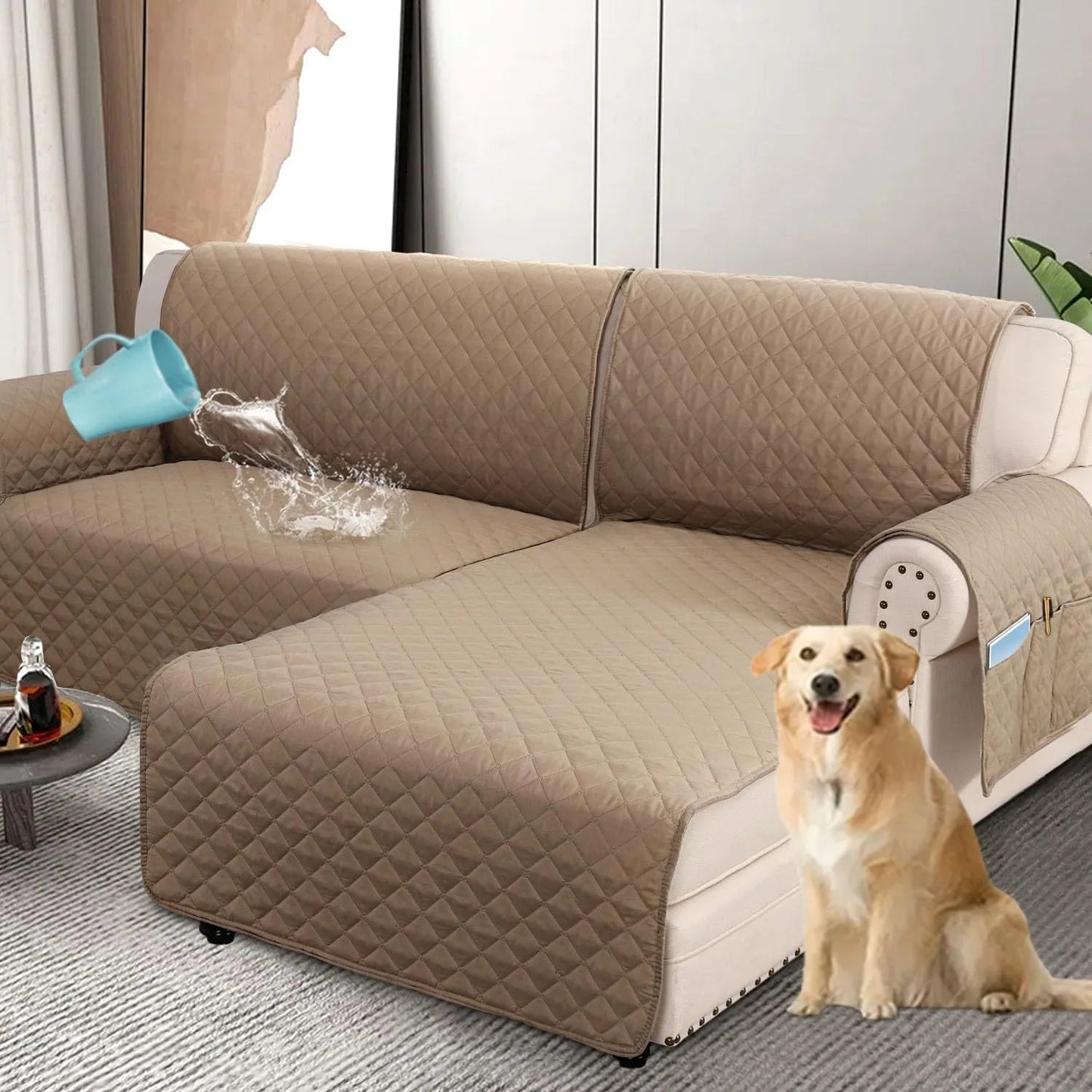 Waterproof L Shape Sofa Slipcover – Total Protection for Sectional Sofas and Pets!