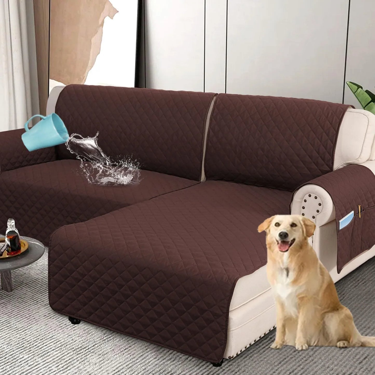 Waterproof L Shape Sofa Slipcover – Total Protection for Sectional Sofas and Pets!