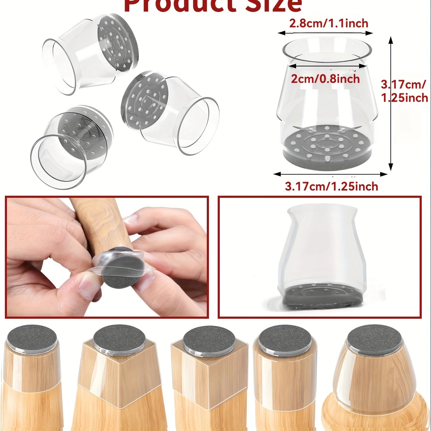 24 Pcs Chair Leg Floor Protectors with Felt Pads – Anti-Scratch and Noise Reduction for Hardwood and Laminate Floors!