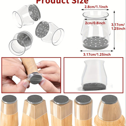 24 Pcs Chair Leg Floor Protectors with Felt Pads – Anti-Scratch and Noise Reduction for Hardwood and Laminate Floors!