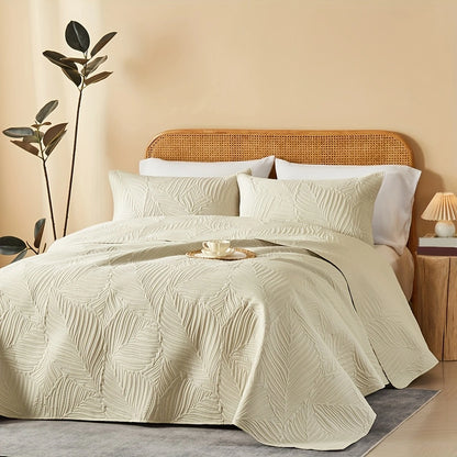 3pcs Elegant Microfiber Quilt Set – Comfort, Style, and Soundwave Technology for All Seasons!