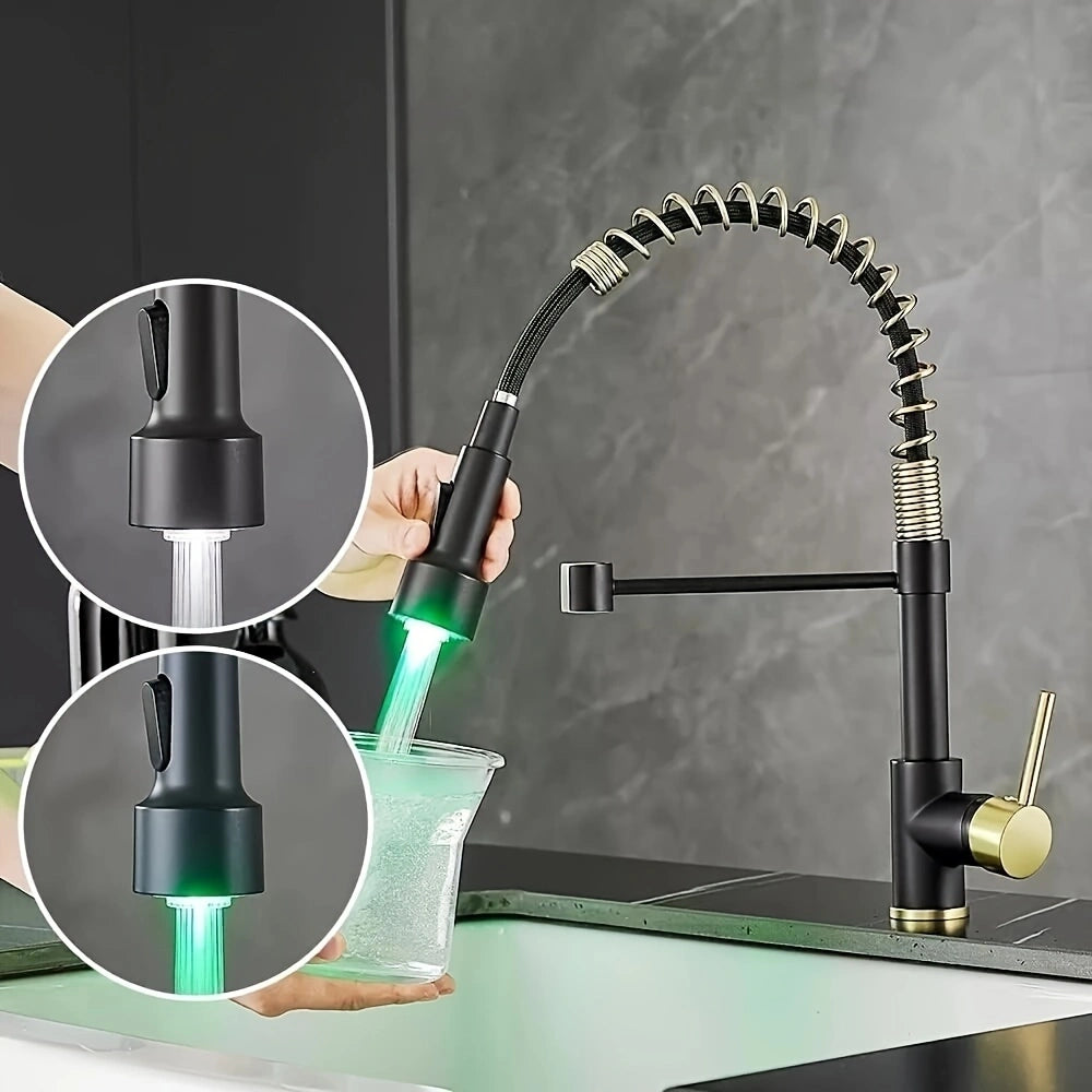 AquaPro 360 – 360° Rotating Kitchen Faucet with Pull-Down Sprayer and Modern Design for Home or Commercial Use!