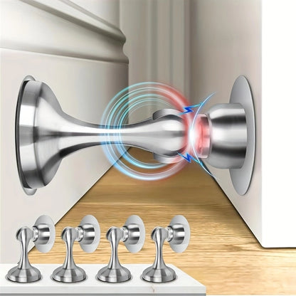 Stainless Steel Magnetic Door Stoppers – No-Drilling Wall and Floor Mounting, Practical and Durable!