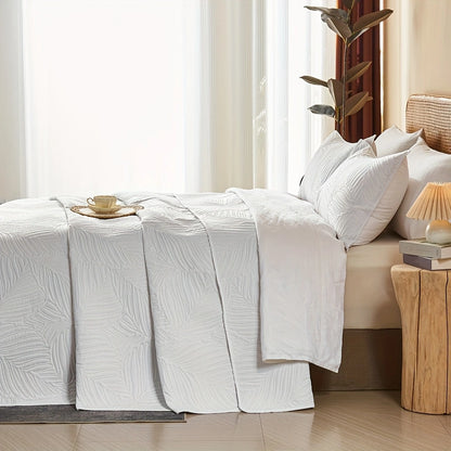 3pcs Elegant Microfiber Quilt Set – Comfort, Style, and Soundwave Technology for All Seasons!