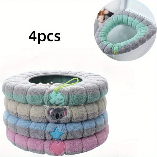 4Pcs Soft Toilet Seat Cover Pads – Comfort, Warmth, and Practicality for Your Bathroom!