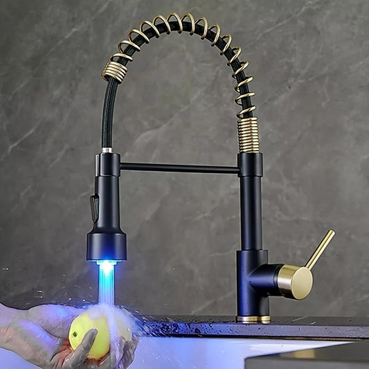 AquaPro 360 – 360° Rotating Kitchen Faucet with Pull-Down Sprayer and Modern Design for Home or Commercial Use!