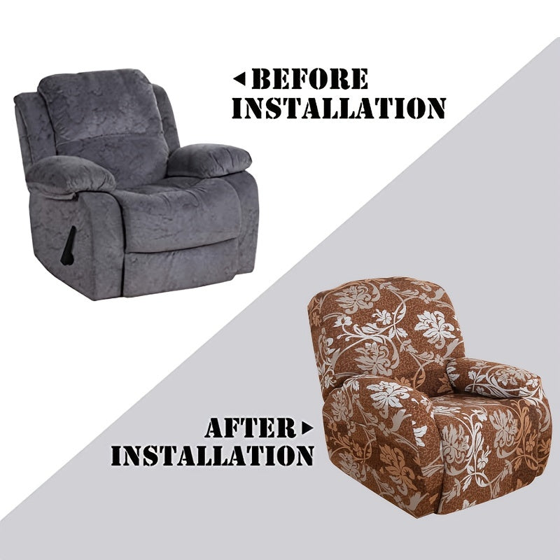 4Pcs/set Milk Stretch Recliner Sofa Covers – Elastic, Washable, and Stylish Protection for Your Living Room!