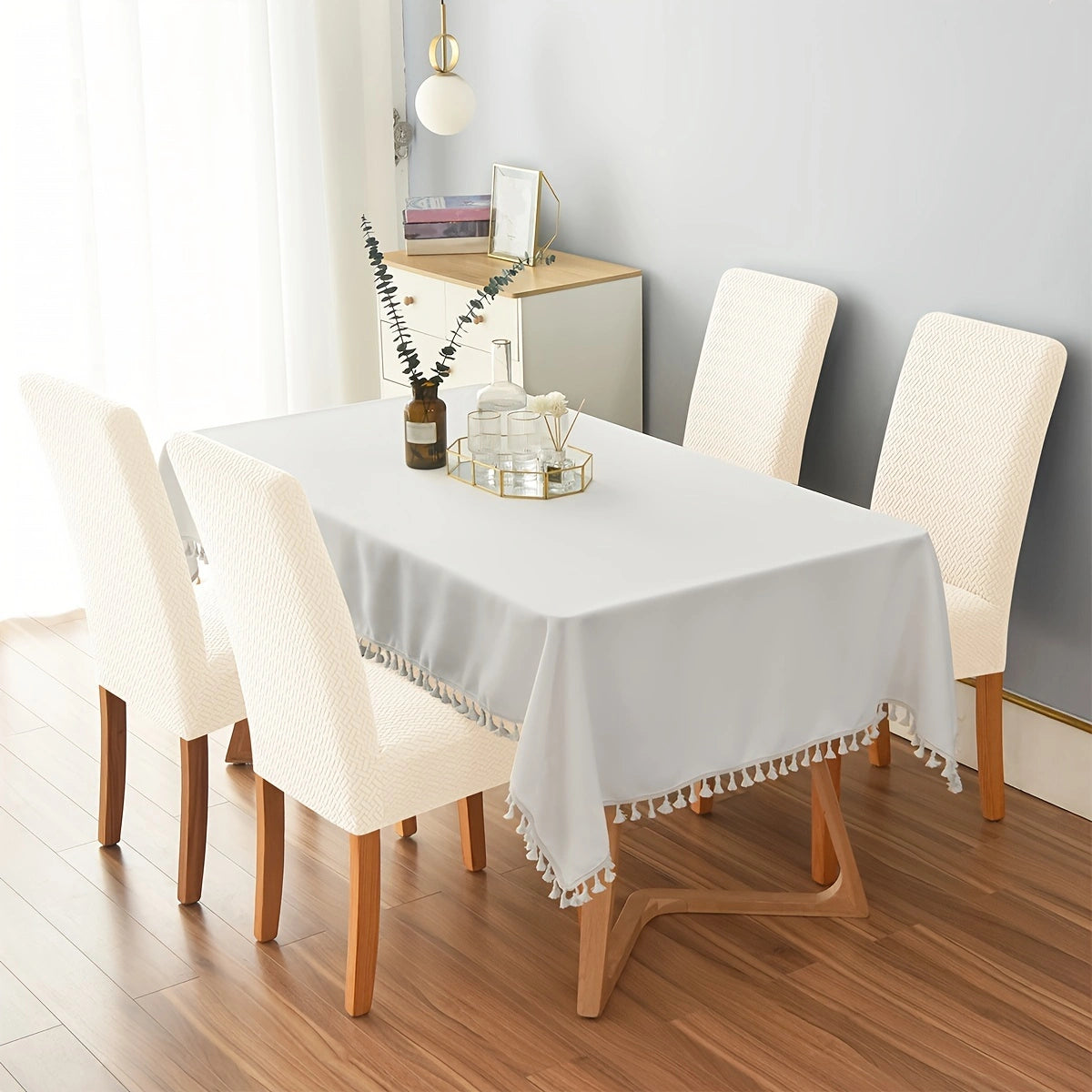 4/6Pcs T-shaped Shaking Grain Velvet Elastic Dining Chair Covers – Modern Style and Protection for Your Chairs!