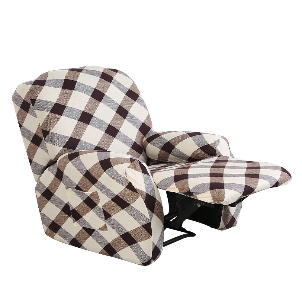 4Pcs/set Milk Stretch Recliner Sofa Covers – Elastic, Washable, and Stylish Protection for Your Living Room!