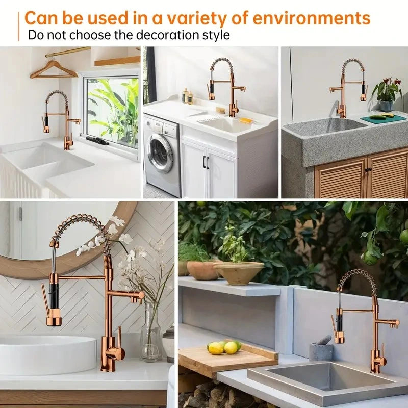 Transform your kitchen with the GoldenElegance! Copper faucet with pull-down spray and rose gold finish. Buy now with 10% OFF and free shipping!